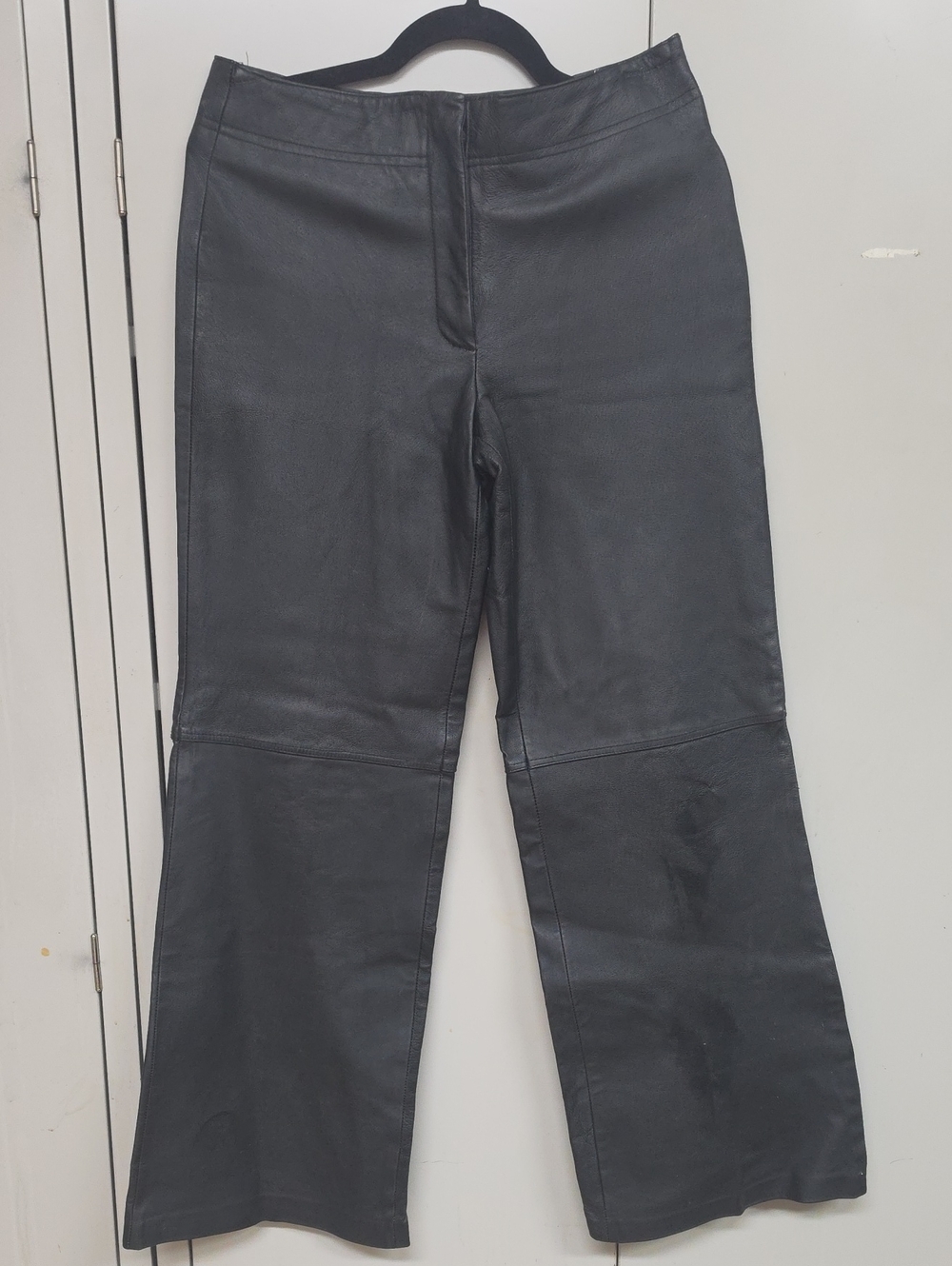 Women's Black Flare Leather-Look Jeans